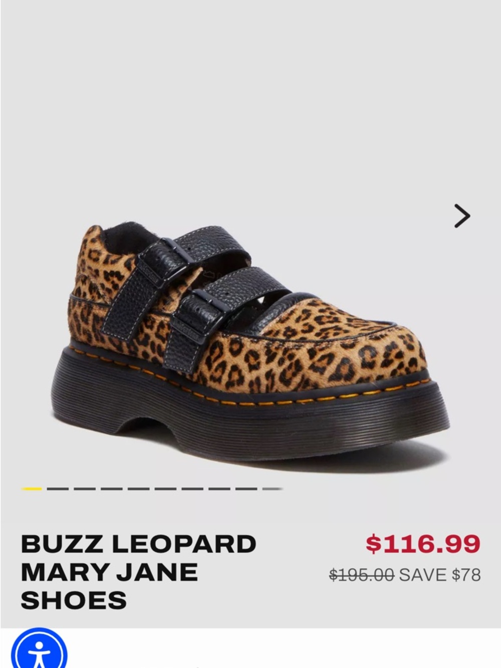 Dr. Martens Women’s Buzz Mary Jane in Leopard Print and Black